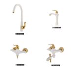 Elvand faucet set Lisa model, white and golden